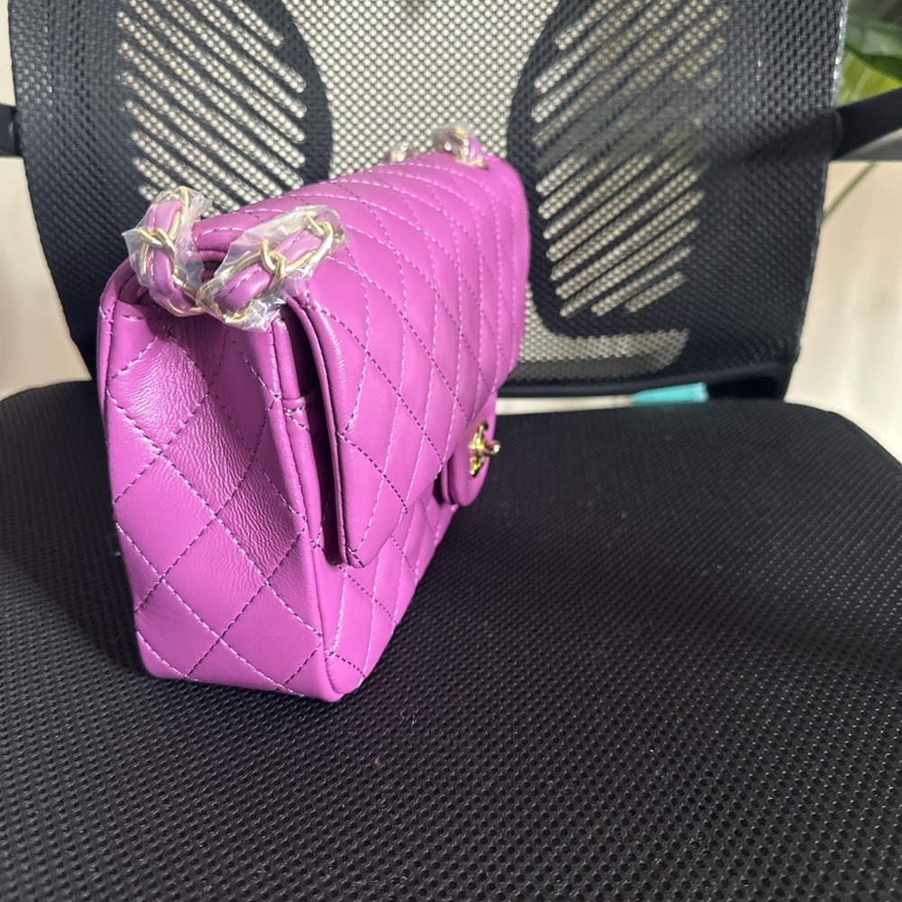 Purple Quilted Women's Bag - Picture 4 of 5